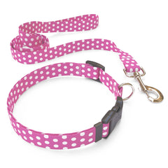 Matching New Pink Polka Dot Dog Collar and Leash