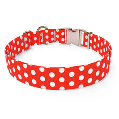 New Red Polka Dot Steling Premium Dog Collar