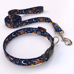 Outer Space Blue Dog Collar
