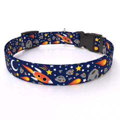 Outer Space Blue Dog Collar