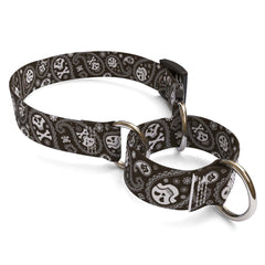 Paisley Skulls Black Martingale Dog Collar