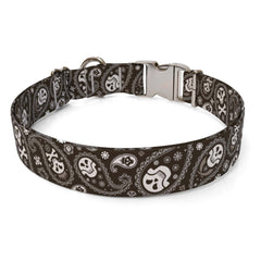 Paisley Skulls Black Sterling Premium Dog Collar