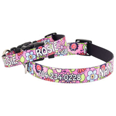 Personalized Petal Party Pink Dog Collar