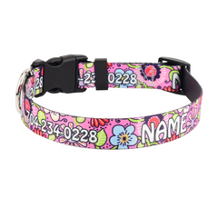 Personalized Petal Party Pink Dog Collar