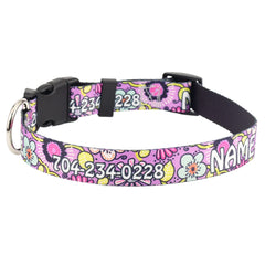 Personalized Petal Party Purple Dog Collar
