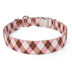 Pink and Brown Argyle Sterling Premium Dog Collar