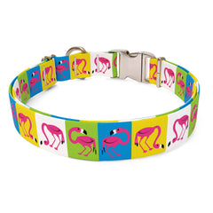 Pink Flamingo Sterling Premium Dog Collar