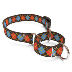 Red Argyle Martingale Dog Collar