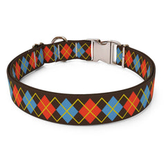 Red Argyle Sterling Premium Dog Collar