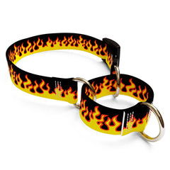 Red Flames Martingale Dog Collar