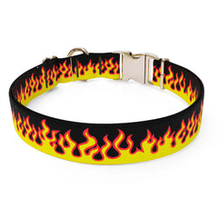 Red Flames Sterling Premium Dog Collar