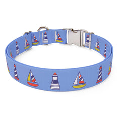 Sailboats and Lighthouses Sterling Premium Dog Collar