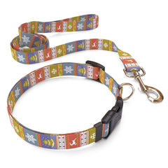 Matching Ski Sweater Dog Collar and Leash