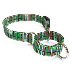Tartan Green Martingale Dog Collar