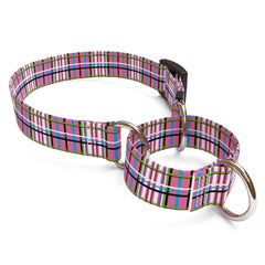 Tartan Pink Martingale Dog Collar