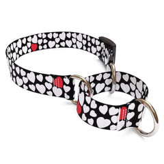 White Hearts Martingale Dog Collar
