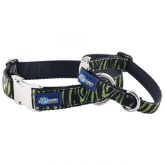 Wild Stripes Green Velvet Essential Dog Collar