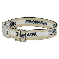 Personalized Tan Mighty Stripes Dog Collar