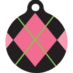 Pink Argyle HD Dog ID Tag