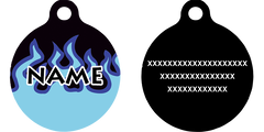 Blue Flames HD Dog ID Tag