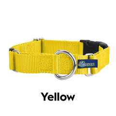 5/8" and 1" Yellow Nylon Buckle Martingale Dog Collar