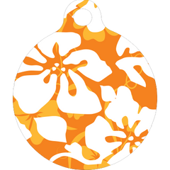 Island Floral Orange HD Dog ID Tag