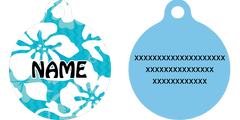 Island Floral Blue HD Dog ID Tag