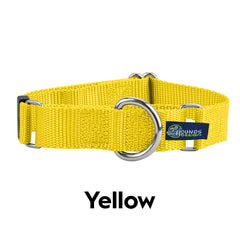 5/8" and 1" Yellow Nylon Martingale Dog Collar