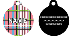 Tartan Plaid Pink HD Dog ID Tag
