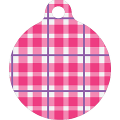 Preppy Plaid Pink HD Dog ID Tag