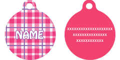 Preppy Plaid Pink HD Dog ID Tag