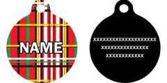 Tartan Plaid Red HD Dog ID Tag