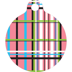Tartan Plaid Pink HD Dog ID Tag