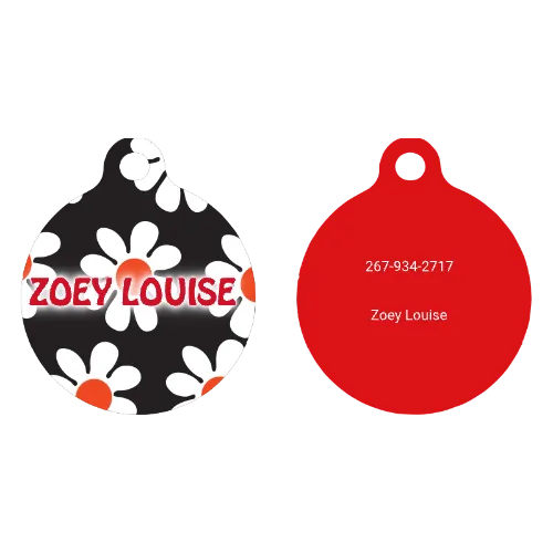 Black Daisy HD Dog ID Tag