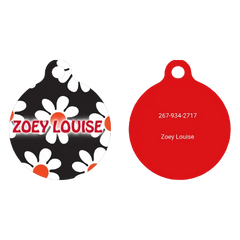 Black Daisy HD Dog ID Tag