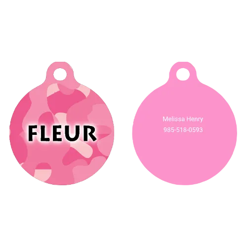 Pink Camo HD Dog ID Tag
