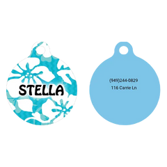 Island Floral Blue HD Dog ID Tag
