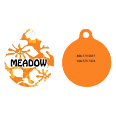 Island Floral Orange HD Dog ID Tag