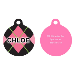 Pink Argyle HD Dog ID Tag