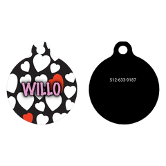 White Hearts HD Dog ID Tag