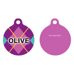 Purple Argyle HD Dog ID Tag
