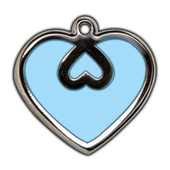 Sky Blue Heart Dog ID Tag - With Engraving