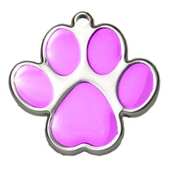 Purple Paw Print Dog ID Tag - With Engraving