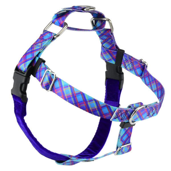 Twilight Glow Blue Plaid Freedom No-Pull Dog Harness - EarthStyle