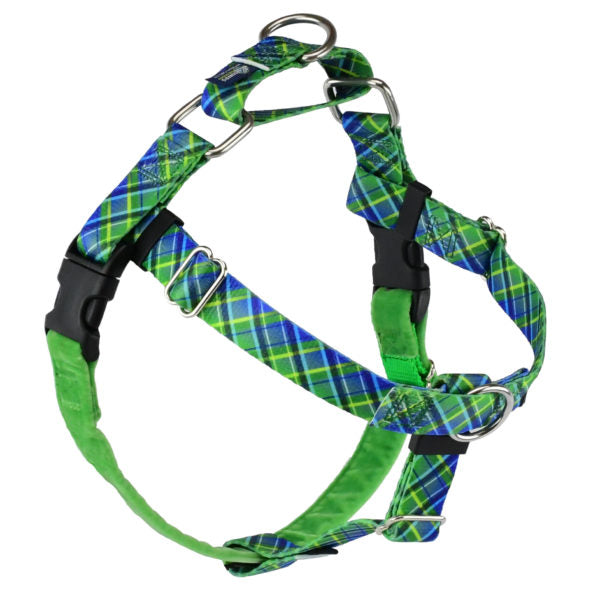 Electric Glow Green Plaid Freedom No-Pull Dog Harness - EarthStyle