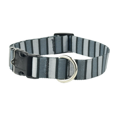 Soho Loft Black & Gray Dog Stripes Collar
