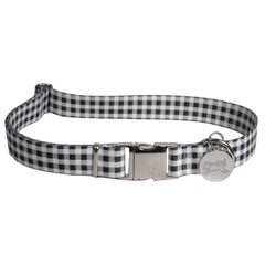 Southern Dawg Gingham Black Premium Dog Collar