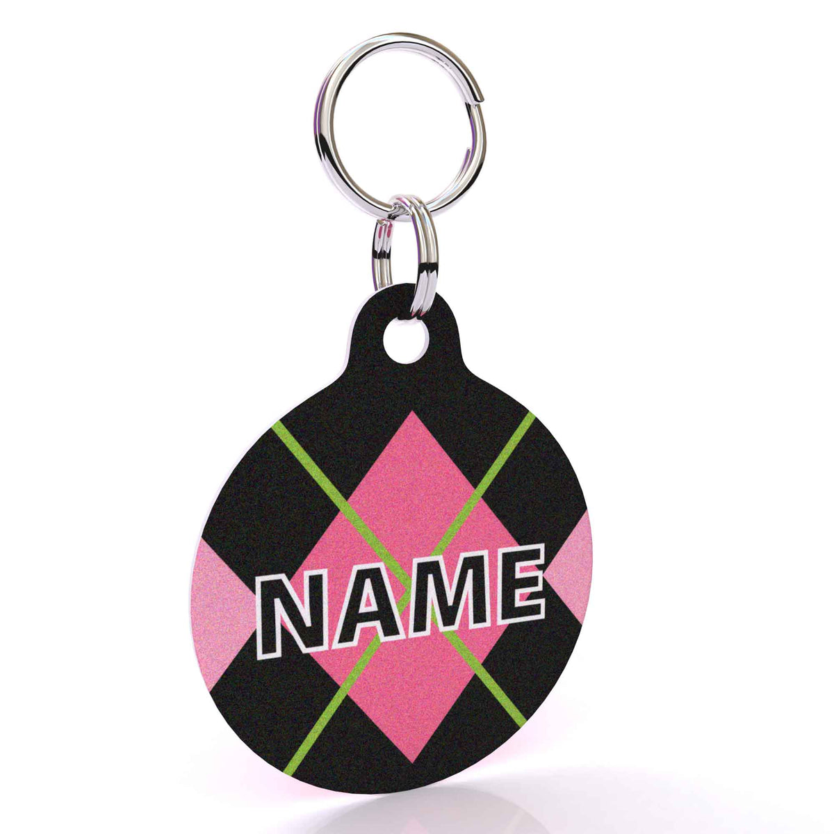 Pink Argyle HD Dog ID Tag