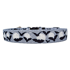 Moon Black and White with Bats Dog Collar