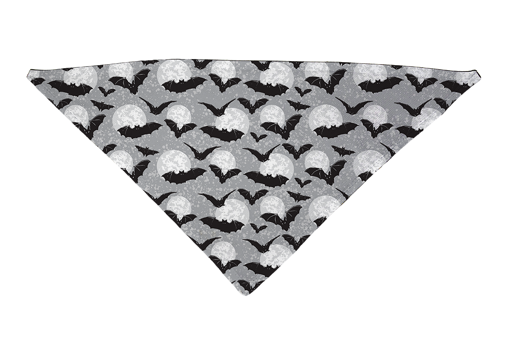 Moon Black and White with Bats Dog Bandana